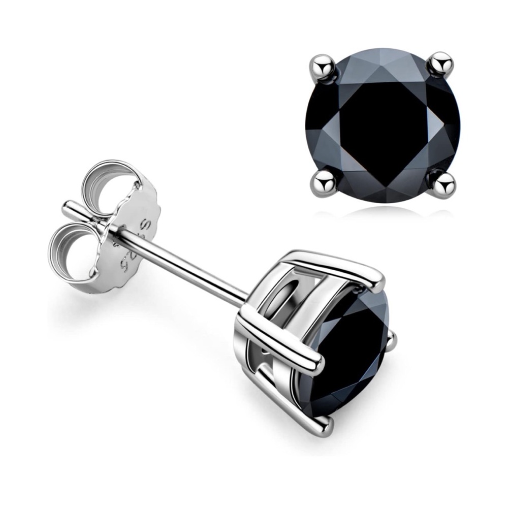 Black Moissanite Stud Earrings 3mm